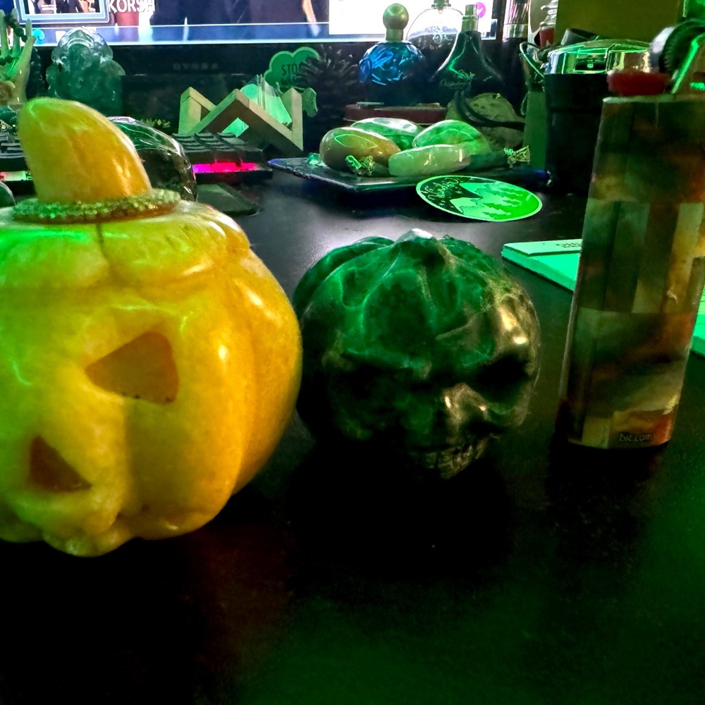 Gemstone carved pumpkins